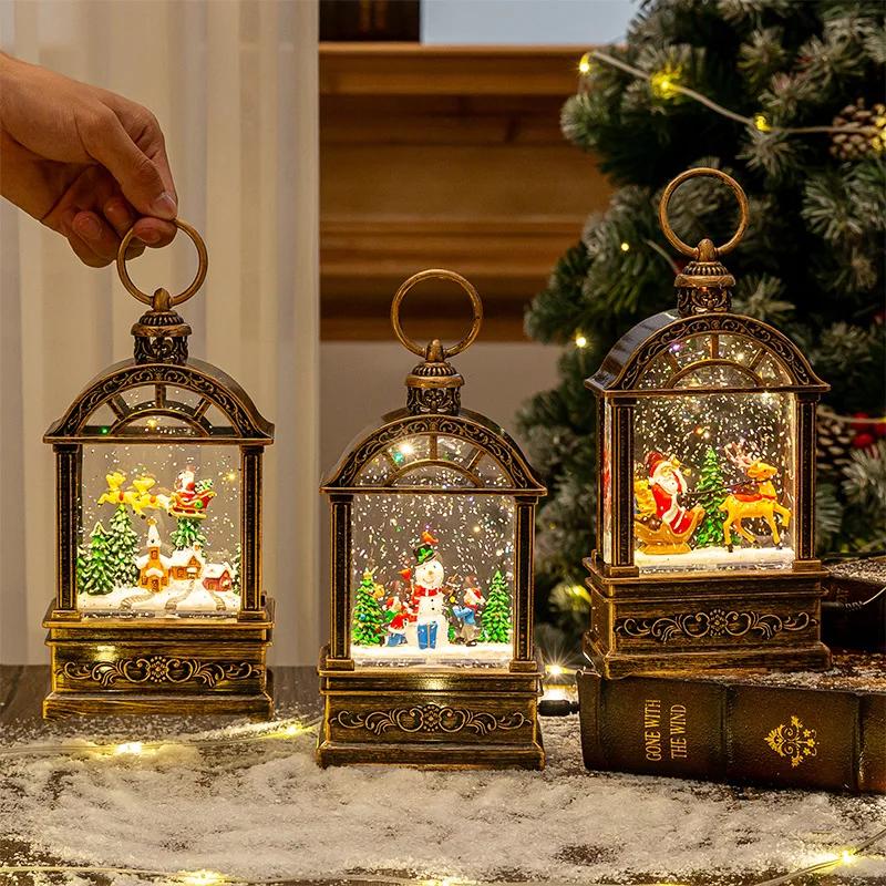 Świąteczna kula śnieżna z lampką LED Przenośna ręczna dekoracja płatkiem śniegu Świąteczna ozdoba na biurko Idealny pomysł na prezent świąteczny