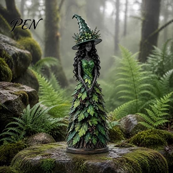 Gothic Shelf Accent Autumn Witch Figurine Statue, Resin Halloween Fall Tabletop Decor, for Home Ornament Mantel Fireplace Desk Tiered Tray Harvest