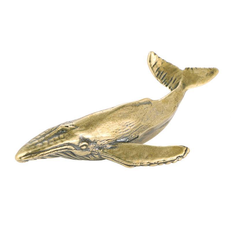 New Solid Brass Whale Figurines Vintage Sea Animal Small Statue Desktop Ornaments Office Decorations Crafts Accessories