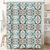 Decorative Shower Curtain Floral Print with White Flowers Blue and Orange PatternLong Size for Bathroom Decorations Perfect Gift