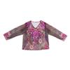 Women T-shirt V-Neck Long Sleeve 3D Flower Decor Pullover Tops with Faux Pearls Decor Spring Autumn Casual Tee Shirt
