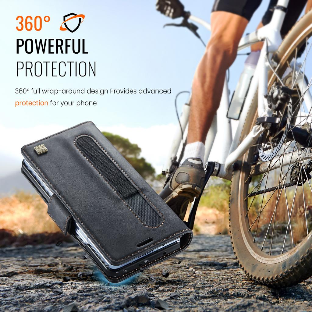 For Samsung Galaxy Z Fold5 / Z Fold6 / Z Fold7  Wallet Case with Card Slots & Kickstand, 360° Protection Leather Case