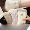 Lace Embroidered Heart-shaped Cherry Mid-calf Socks for Warm Autumn and Winter, Thickened Postpartum Socks, Dui Dui Socks