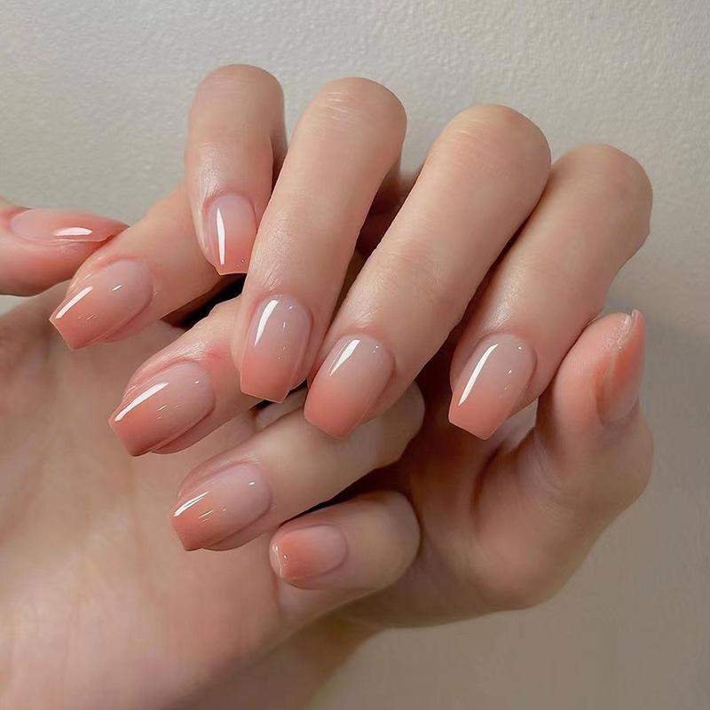 Wearing nail piece Simple and gradual change Removable nail piece Solid color nail piece Patch nail piece False nail piece 24 pieces