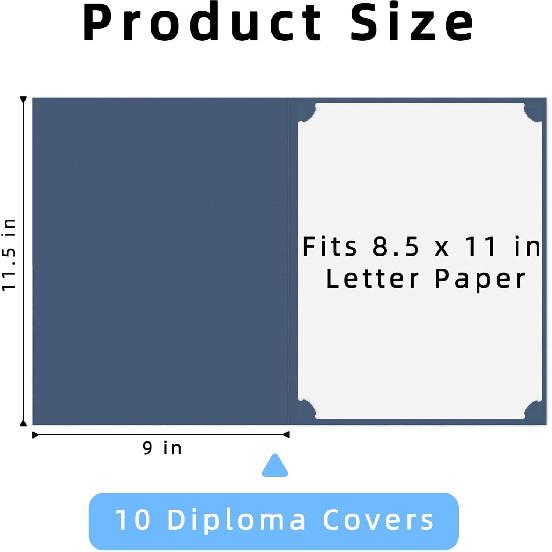HAUTOCO 10 Pack Certificate Holders, Navy Blue Diploma Holders, Document Award Covers Certificate Folders with Gold Foil Border for 8.5x11 Letter