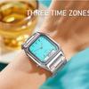 Gold square women's watch niche light luxury steel belt waterproof alarm clock men's watch
