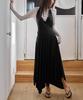 Leondeondada Halter Unbalanced Draped Dress, Black