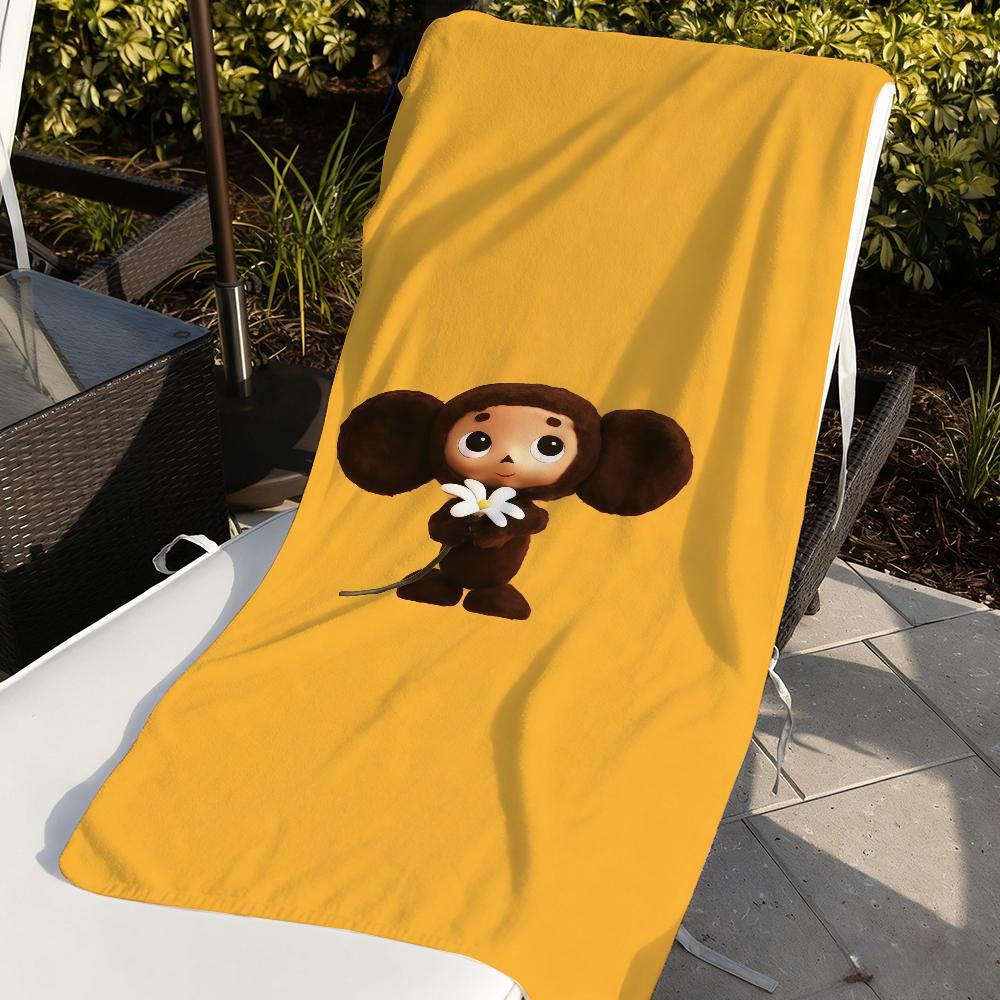 Cartoon Cheburashka Cute Towel Sports Quick Dry Travel Camping Gear Sandproof Soft Light Large Beach Towel