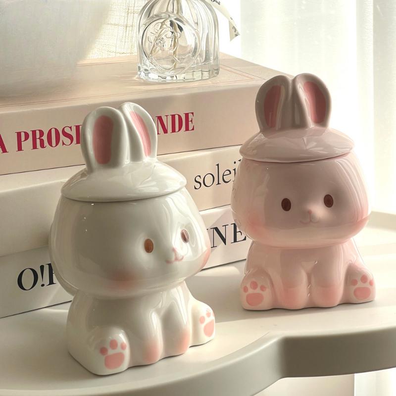 Niedlicher Keramikbecher im INS-Stil, kreative Kawaii-Hasen-Kaffeetasse, Paartasse, Frühstücks-Milchtee-Becher, Valentinstagsgeschenk