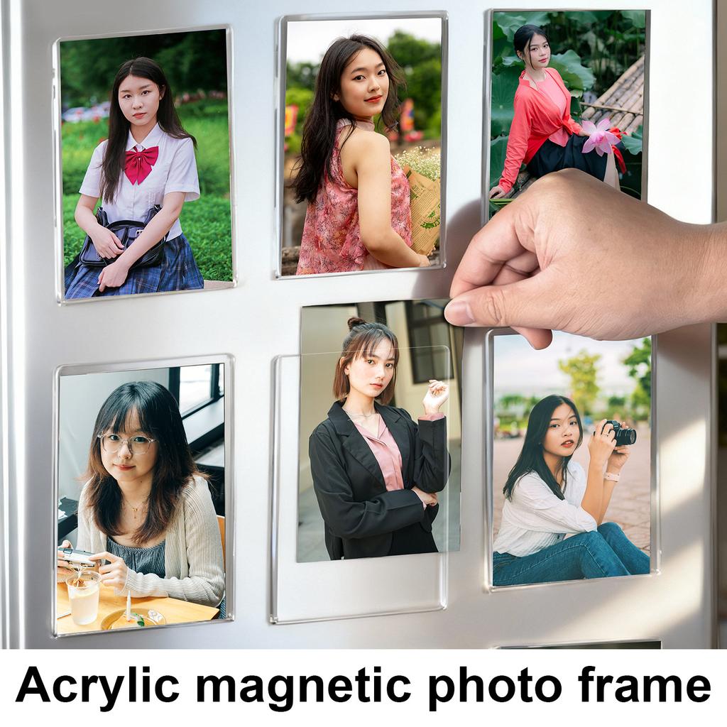 -Özel Modern Tasarım Hafif Akrilik Fotoğraf Çerçevesi Küçük Resim Sergileme Buzdolabı Mıknatıslı Fotoğraf Çerçevesi