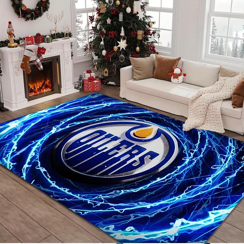 Edmonton Oilers Rug Area rug for Livingroom, Bedroom, Palyroom, Chair Rug, Office Rug, Floor mat, Large Size Fan Christmas Birthday gift