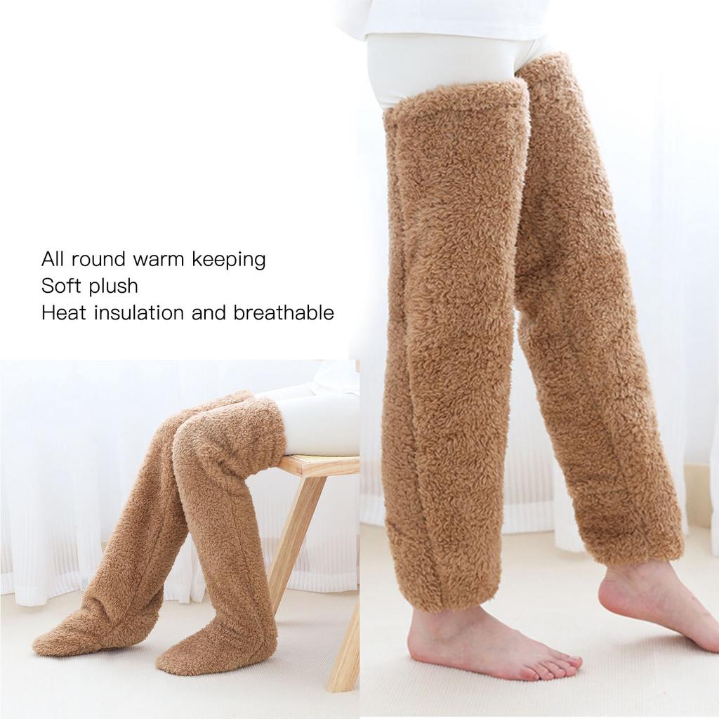 Over Knee Fuzzy Socks Winter Home Sleeping Soft Thick Breathable Plush Stockings Leg Warmer