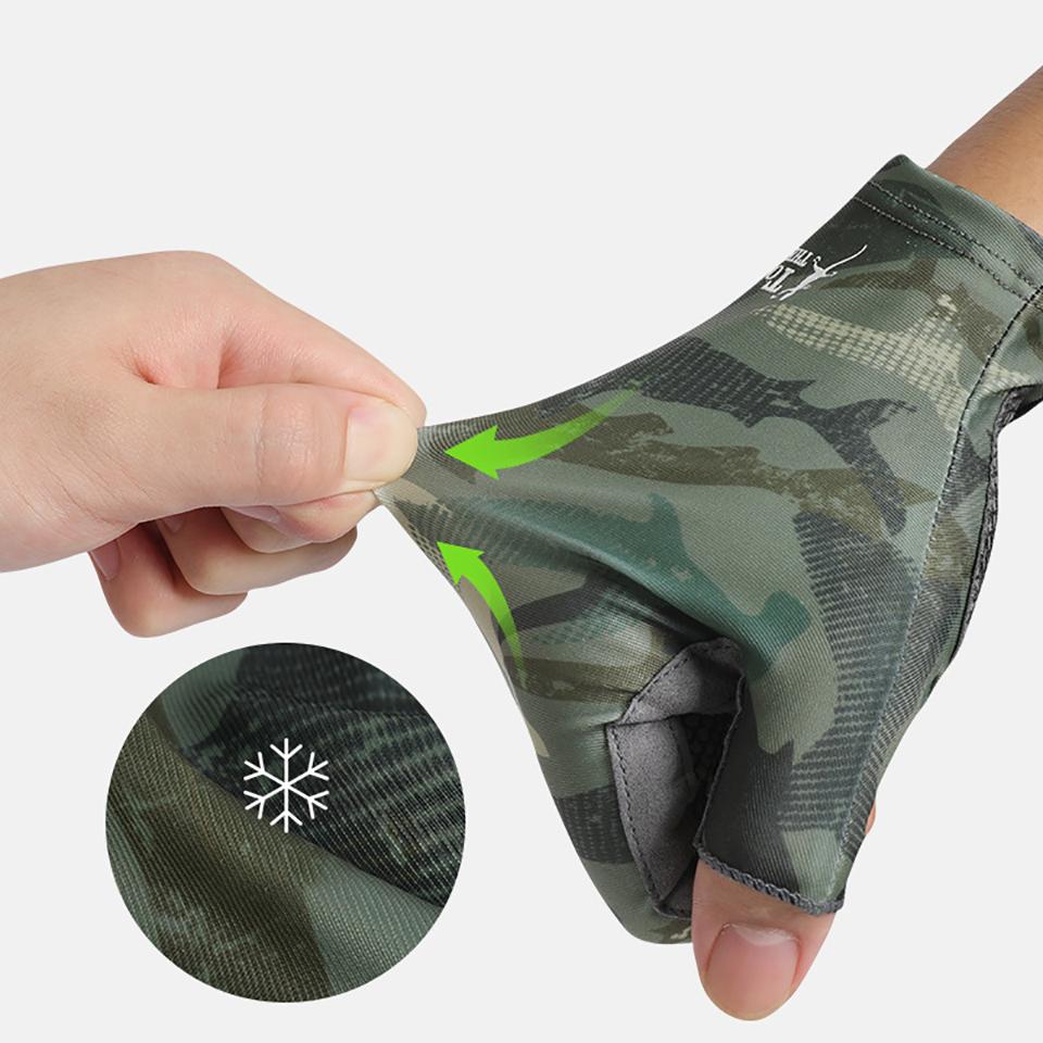 Gobygo 1Pair Fishing Gloves  Anti-Skid Half Finger Gloves Outdoor Riding Sunscreen Exposed Finger High Elastic Ice Silk Gloves