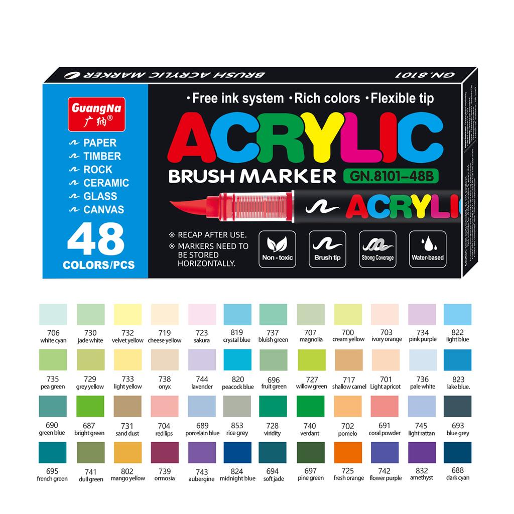 Acrylmarker Pinselspitze 12/24/36/72 Farben Direkte Tinte Wasserfest Flexible Spitze Kunststifte Für Felsmalerei Holz Stoff Ei