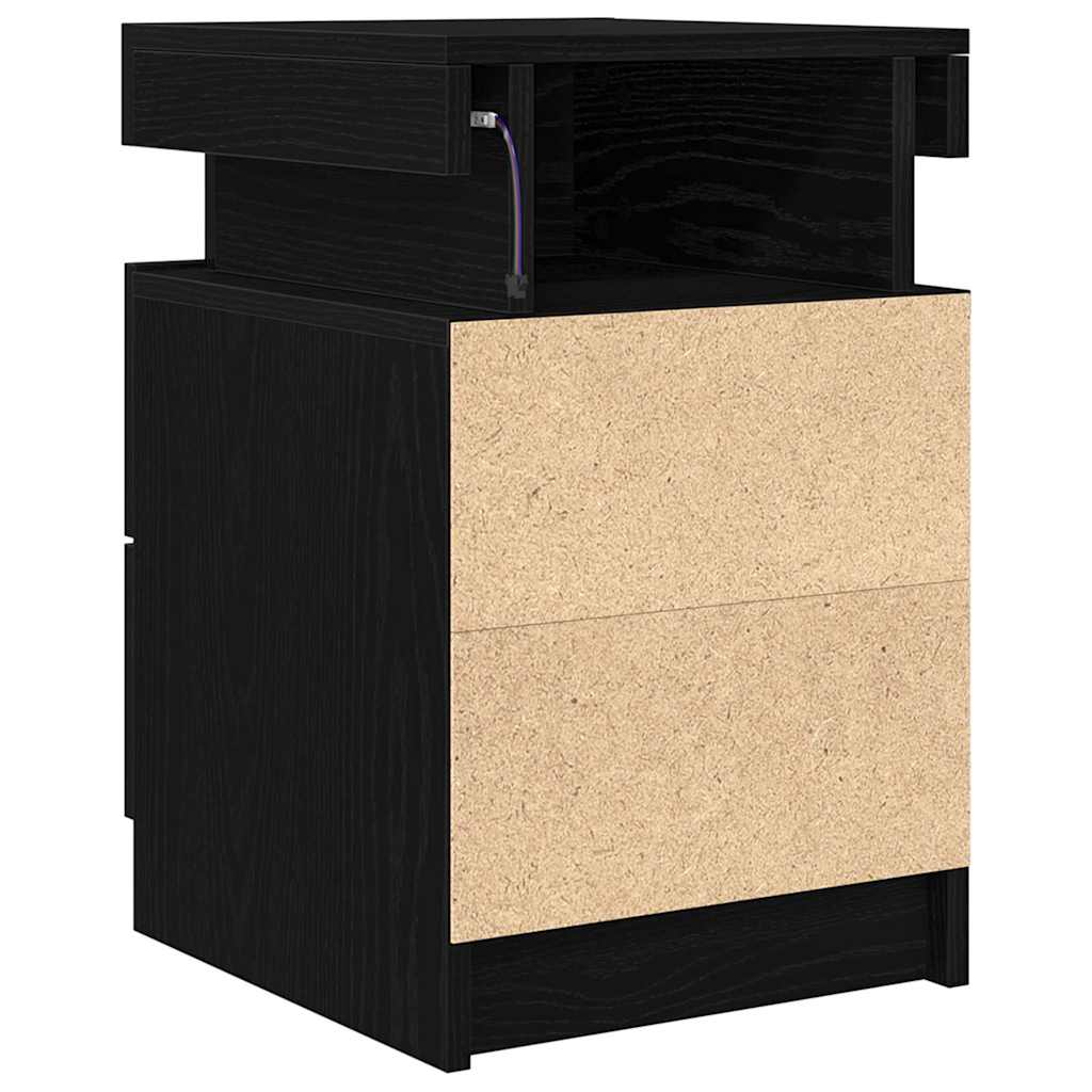 Nightstand Black Oak Effect 35 x 39 x 55 cm Engineered Wood
