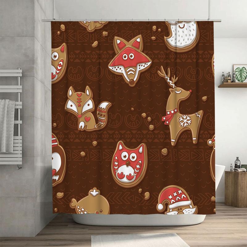 

Tu Bathroom Shower Curtain Cute Fox Animal Forest Pattern Waterproof Decor Home Holiday Gift W60H190(CM)-1 Pcs