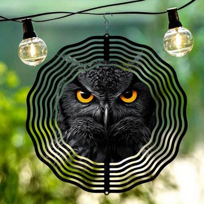 Metall-Windspiel mit Eulen-Design Weihnachts-Hänge-Deko für Garten Hof Außen Thanksgiving Feiertagsgeschenk Kein Strom erforderlich