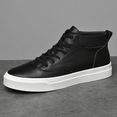 FashionMen's Genuine Leather Shoes Non-slip Trend Comfortable Men Shoes Outdoor British Fashion Men High Top Sneakers Moccasins Men
