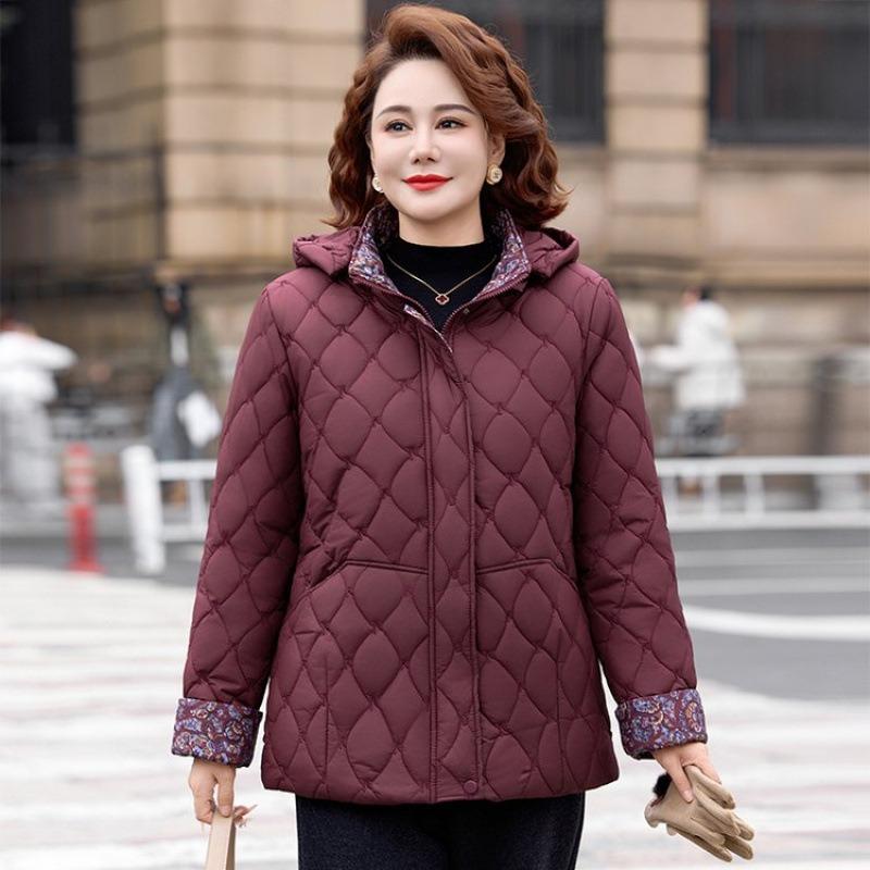 Hooded Padded Jacket, Women's Velvet Thickened Padded Jacket, Large Size Autumn and Winter Padded Jacket, Women's Models