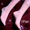 1Pair Solid Color Oil Shiny Nylon Summer Female Silky Sheer Stockings Ankle Socks Women
