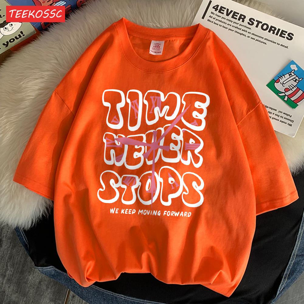 Time Never Stops We Keep Moving Forward Tee Shirt Mens Vigor Tshirt Originality Casual T-Shirt Normcore Funny Half Sleeve