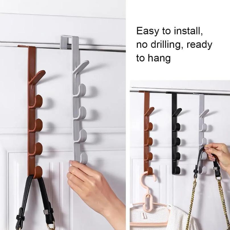 1 Pcs Bedroom Door Hooks Clothes Hanging Rack Over The Door Plastic Home Storage Organization Hooks Purse Holder For Bags