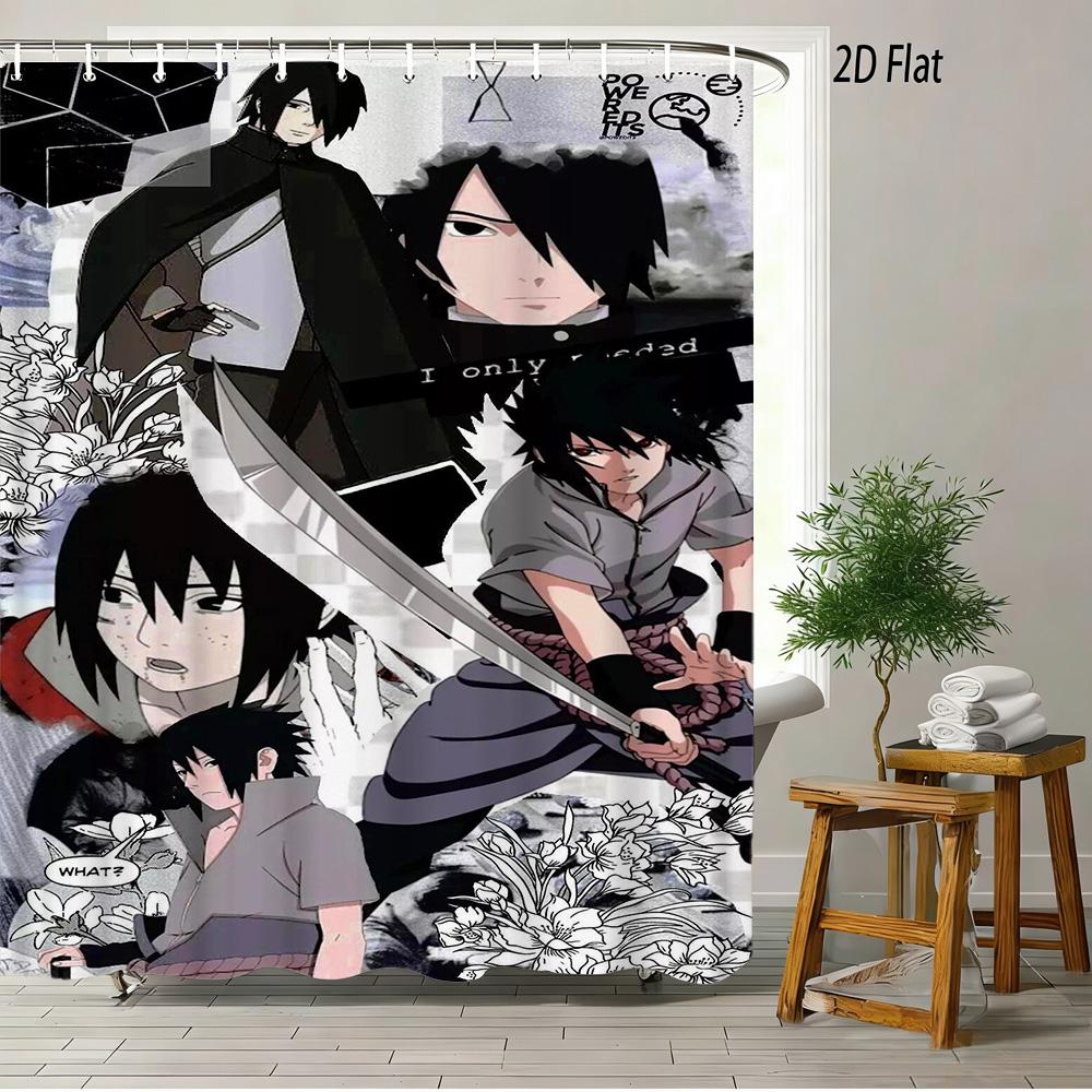 

2D Flat Naruto Anime Naruto Uzumaki Geometric Mosaic Print Waterproof Shower Curtain For Bathroom Decor W60H190(CM)-1 Pcs
