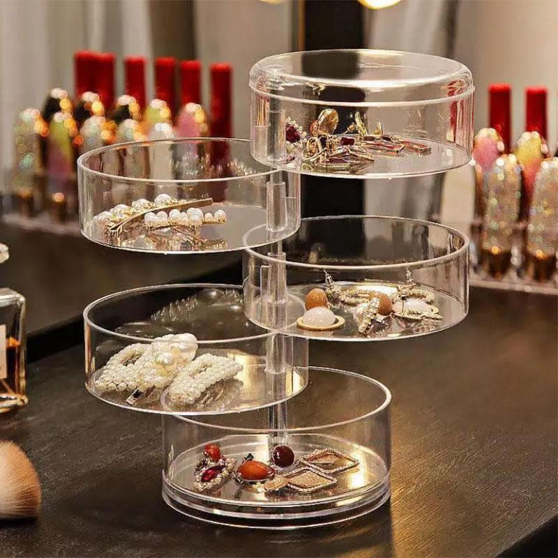 Jewelry Storage Box Multi-layer Rotating Finishing Earrings Ear Studs Hairpin Headgear Head Rope Simple and Exquisite Jewelry Box Acrylic