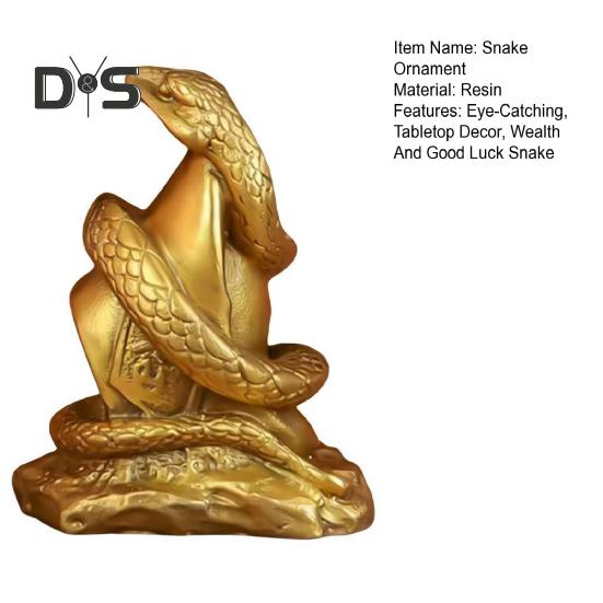 Zodiac Snake Ornament Resin Snake Figurine Tabletop Wealth Luck Snake Statue for Chinese New Year Home Office Decor