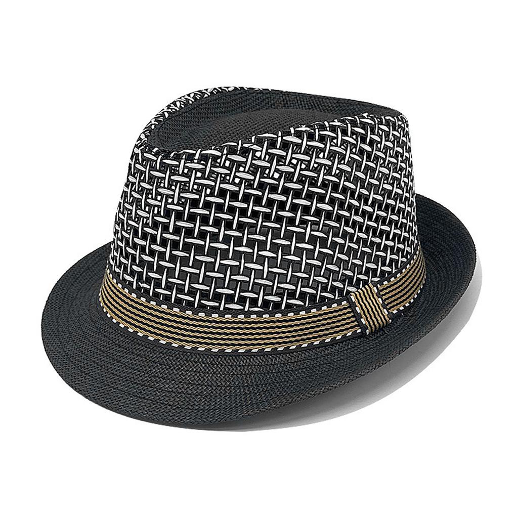 Men Summer Straw Hat Solid Color Hollow Out Jazz Panama Hats For Man Outdoor Travel Beach Sunshade Cap