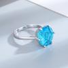 Women's Jewelry Silver Rings Blue Zircon Oval Wedding Ring For Women Girls Party