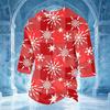 Men's Casual 3/4 Sleeve Neck T-Shirt with Christmas Print for Holiday