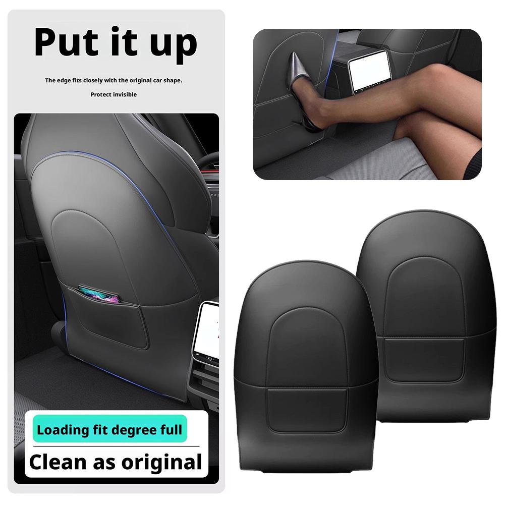Car Seat Back Protective Mat For Tesla Model 3 / Y Full Seat Anti Kick Pad Leather Anti Scratch Protector Mats Car Accessories
