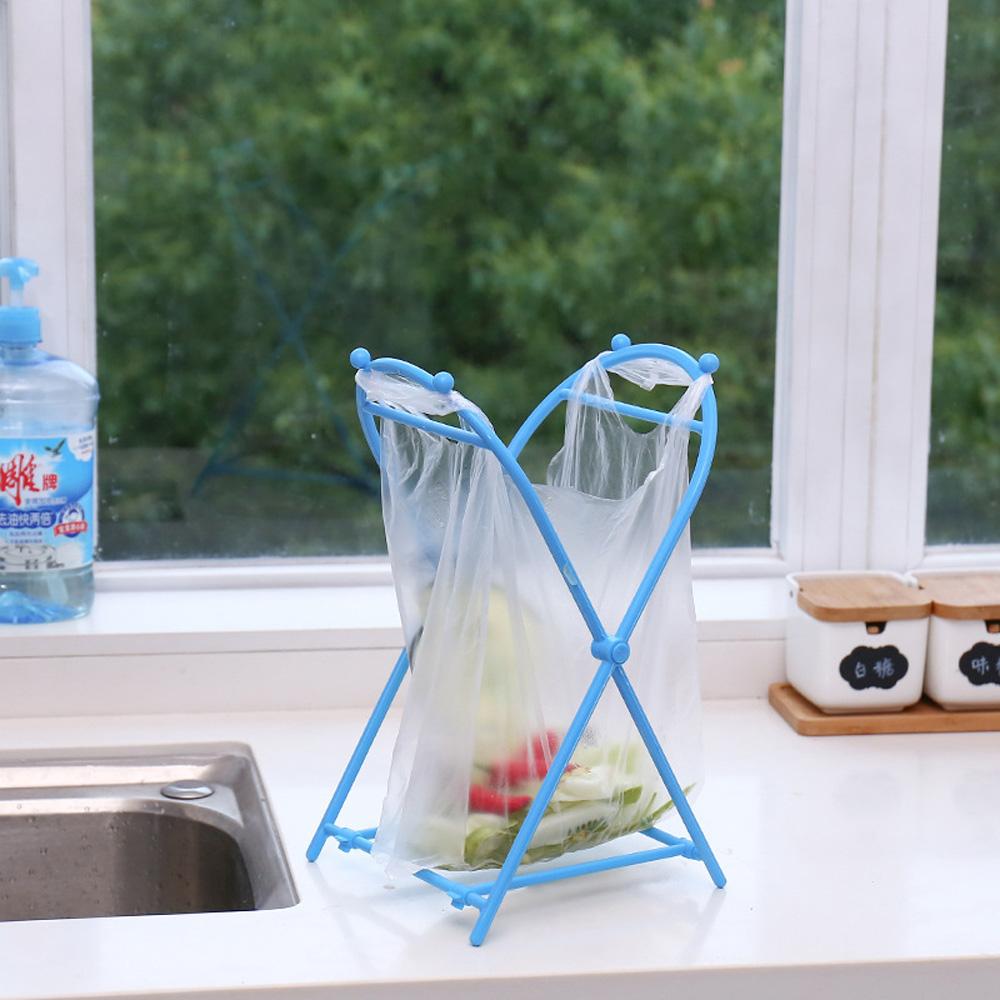 Kitchen Countertop Floor Portable Support Frame Garbage Bag Holder Storage Organizer Trash Rack