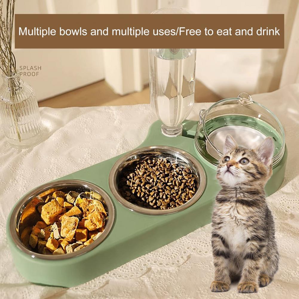 41.5*15.5cm High-Capacity Pet Feeder Bowl Set With Beveled Mouth Automatic Drinking Water Splash-Proof Cat Dog Food Bowl Feeder