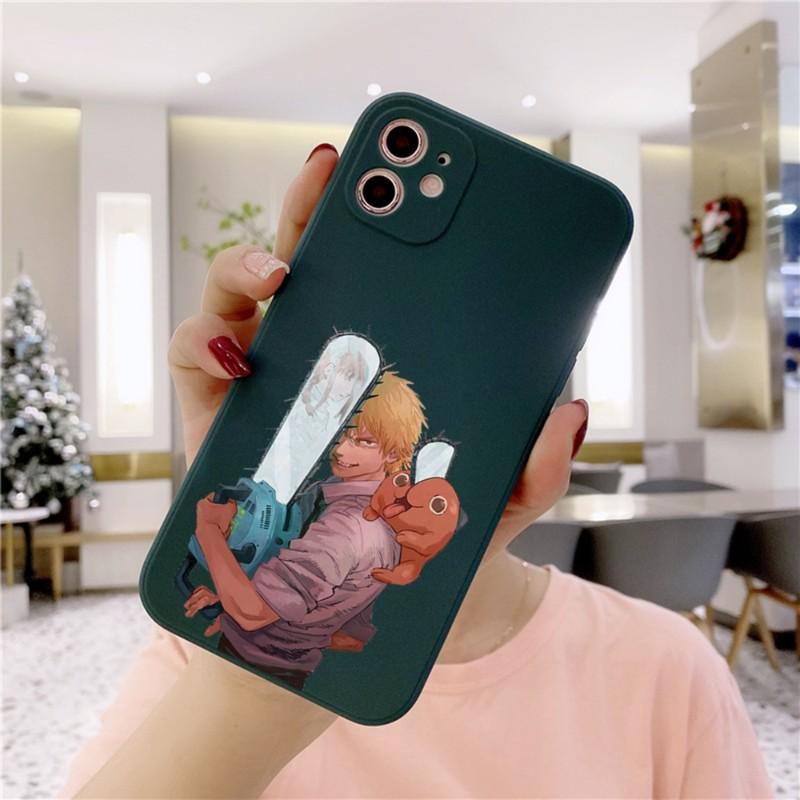 Japan Chainsaw Man Phone Case For IPhone 14 11 12 13 Pro Max X XR XSMax 6 6S 7 8 Plus SE 2022 Soft Square Color Phone Cover