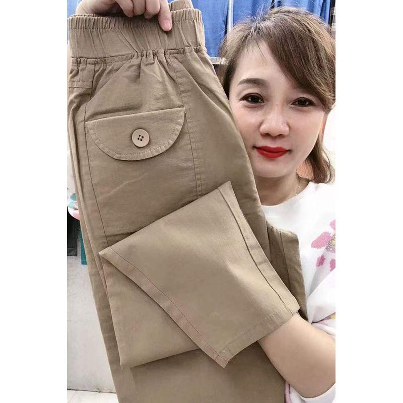 

European Goods Summer Cotton and Linen Thin Loose Slim Looking Cropped Pants