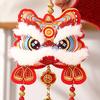 Chinese Lion Dance Ornament Traditional Blessing Souvenir Hanging Pendant with Bells Auspicious Good Luck Charm for Festival New Year Decoration