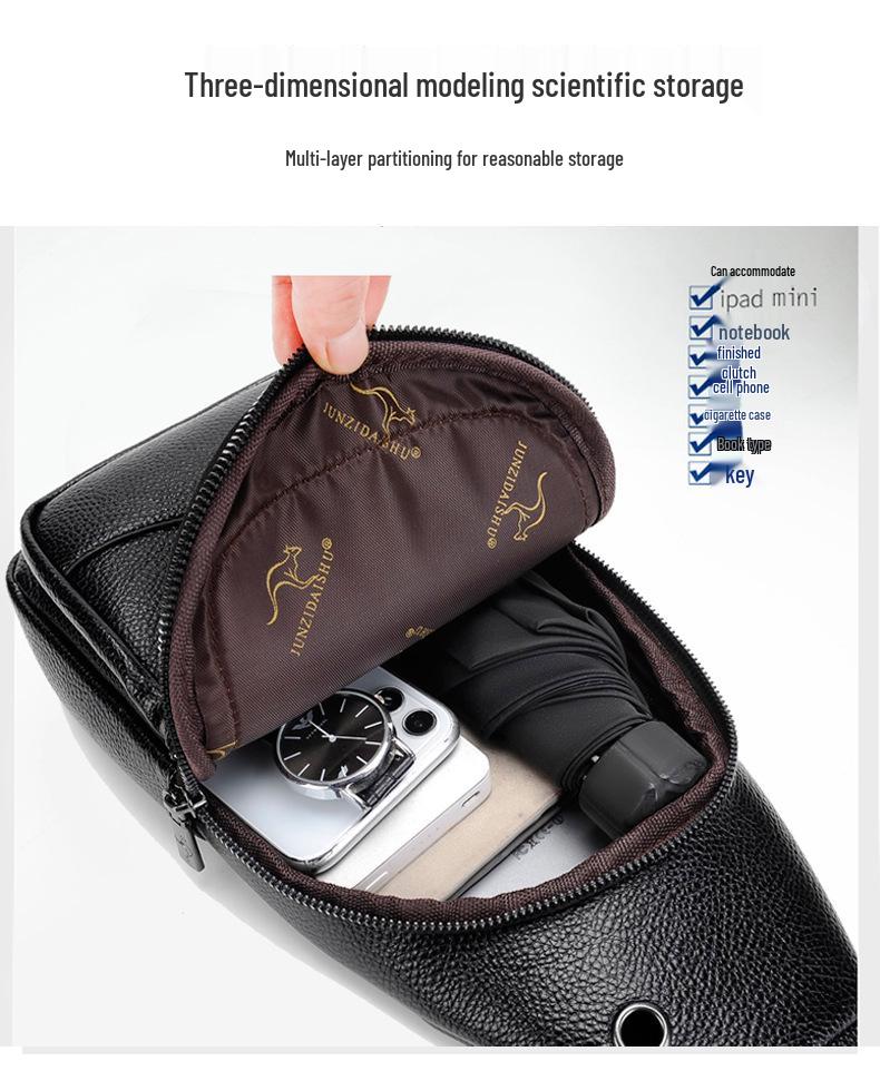 Gentleman's Genuine Leather Crossbody Chest Bag - 2023 Fashion Single Shoulder Backpack