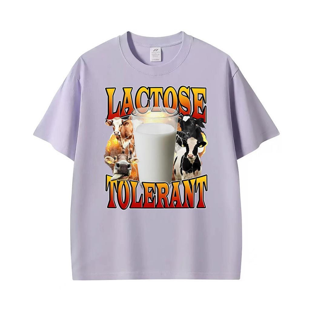 Lactose Tolerant Retro Milk 90s Funny Graphic T Shirts Unisex Unisex Harajuku Fashion Oversized Tshirt 100 Cotton Oneck Tee Shirt