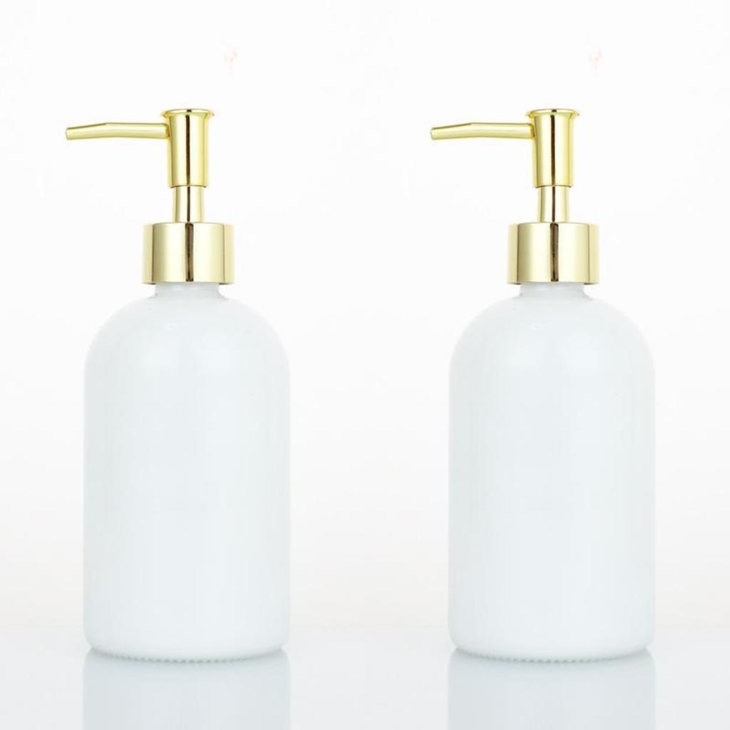 500ml Refillable Lotion Bottle with Pump Dispenser Set 2pc Short Wide Design Suitable for Makeup Remover and Skincare Liquid Storage