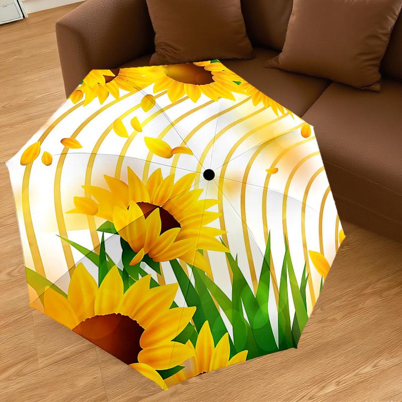 1PC Sunflower Field Umbrella-8-Rib Reinforced, Automatic Open, Lightweight & Durable, Cute Fashion Accessory for Outdoor-F2669