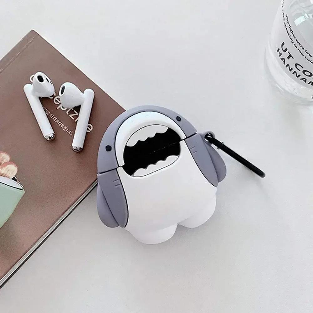 Schattige Siliconen Hoofdtelefoonhoesje Voor AirPods 4 3 2 1 Hoesje Cartoon Haai Draadloze Bluetooth Oordopjes Hoesje Doosje Voor AirPods Pro 2 hoesje for Airpods 1 2