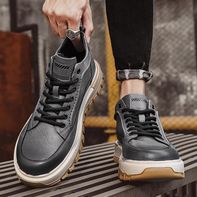 Autumn Winter Classic Brown Shoes for Men High-top Comfortable Platform Shoes Men Lace-up Work Shoes Casual Men Zapatos Hombre