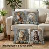 1pc Vintage Victorian Animal Square Throw Pillow Covers Cat Rabbit Fox Owl Floral Decorative Pillowcases for Home Sofa Bedroom