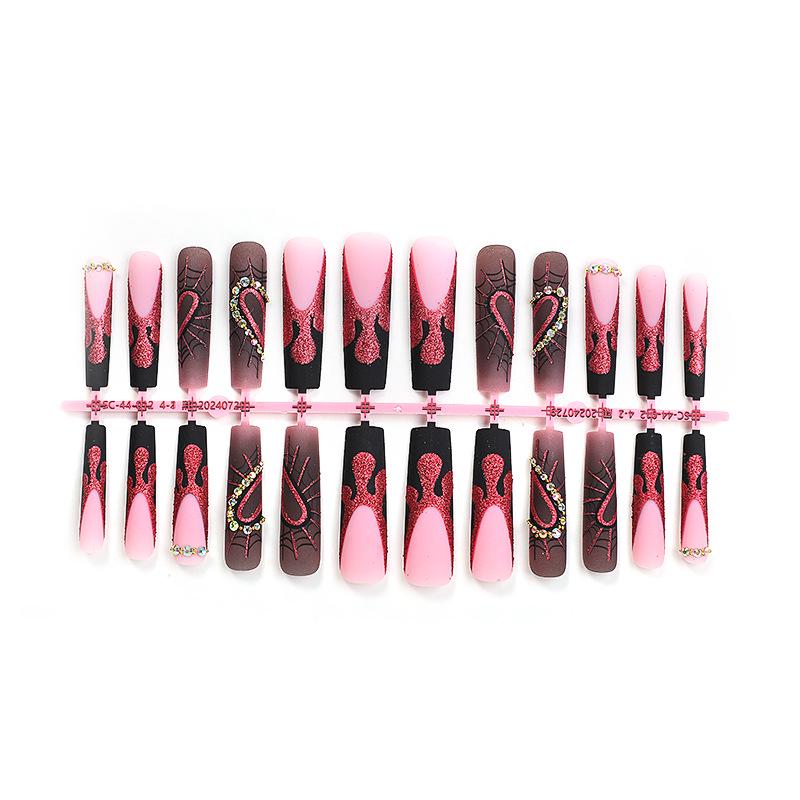 

Европейские и американские Хэллоуин Водные трубки Накладные ногти-паутина со стразами-сердечками