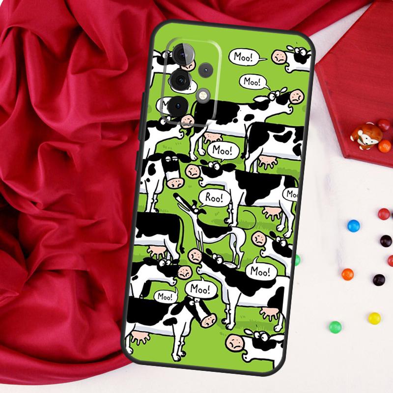 Cartoon Cute Cow Spots For Samsung Galaxy A55 A53 A33 A13 A35 A15 A36 A56 A26 A16 A22 A32 A52 A54 A34 A06 A05 Case