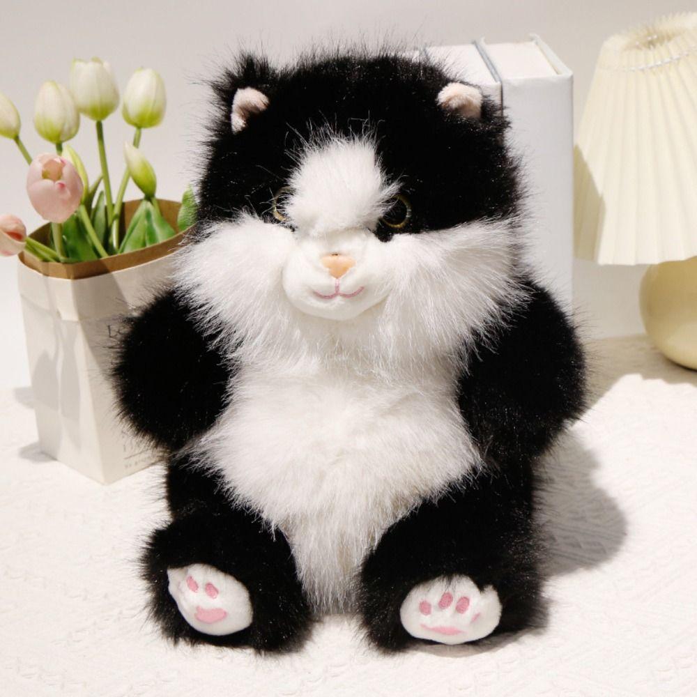 PP Cotton Simulation Cat Plush Toys Soft Gray Kitten Soft Dolls  Birthday Parties