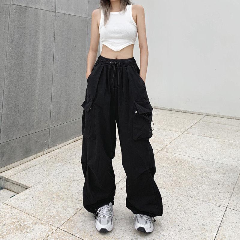 Pantaloni Casual da Lavoro Vintage da Donna Estivi Dritti Drappeggiati con Coulisse Pantaloni Larghi a Gamba Larga