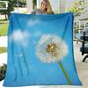 1pc Contemporary Blue Dandelion Floral Print Flannel Blanket - Soft & Warm All-Season Machine Washable Quilted Throw for Living Room, Bedroom Decor, B